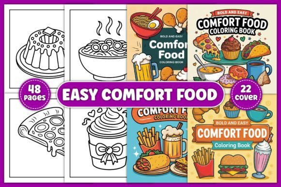 Download Easy Comfort Food Coloring Pages Bundle - Food Collection