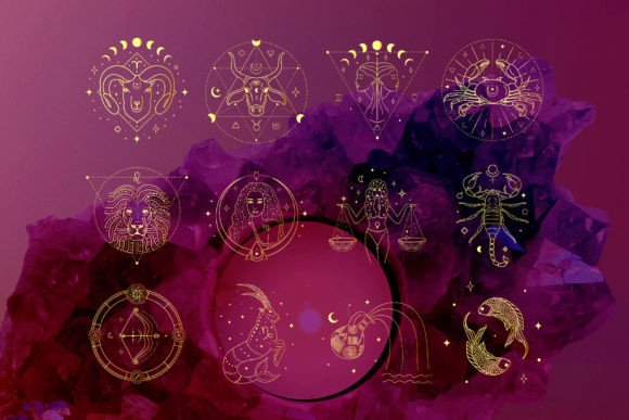 Download Golden Zodiac Signs. Horoscope Logos. - Logos Collection
