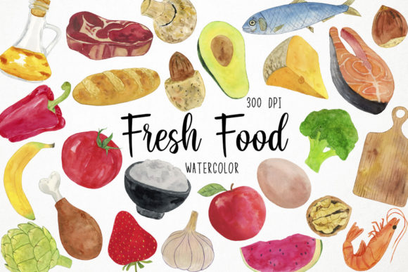 Download Watercolor Fresh Food Clipart, Organic - Food Collection