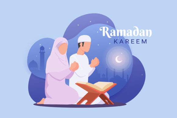 Download Couple Moslem Praying  Illustration - Moslem Collection