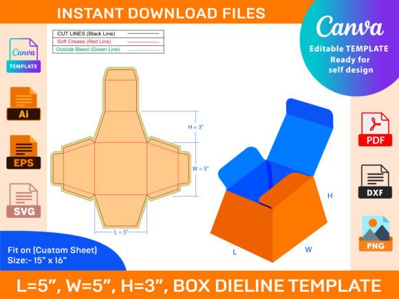 Download Food or Gift Packaging Box Dieline - Food Collection