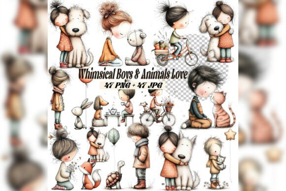Download Whimsical Girl &amp; Dog Love Clipart Sweet - Love Collection